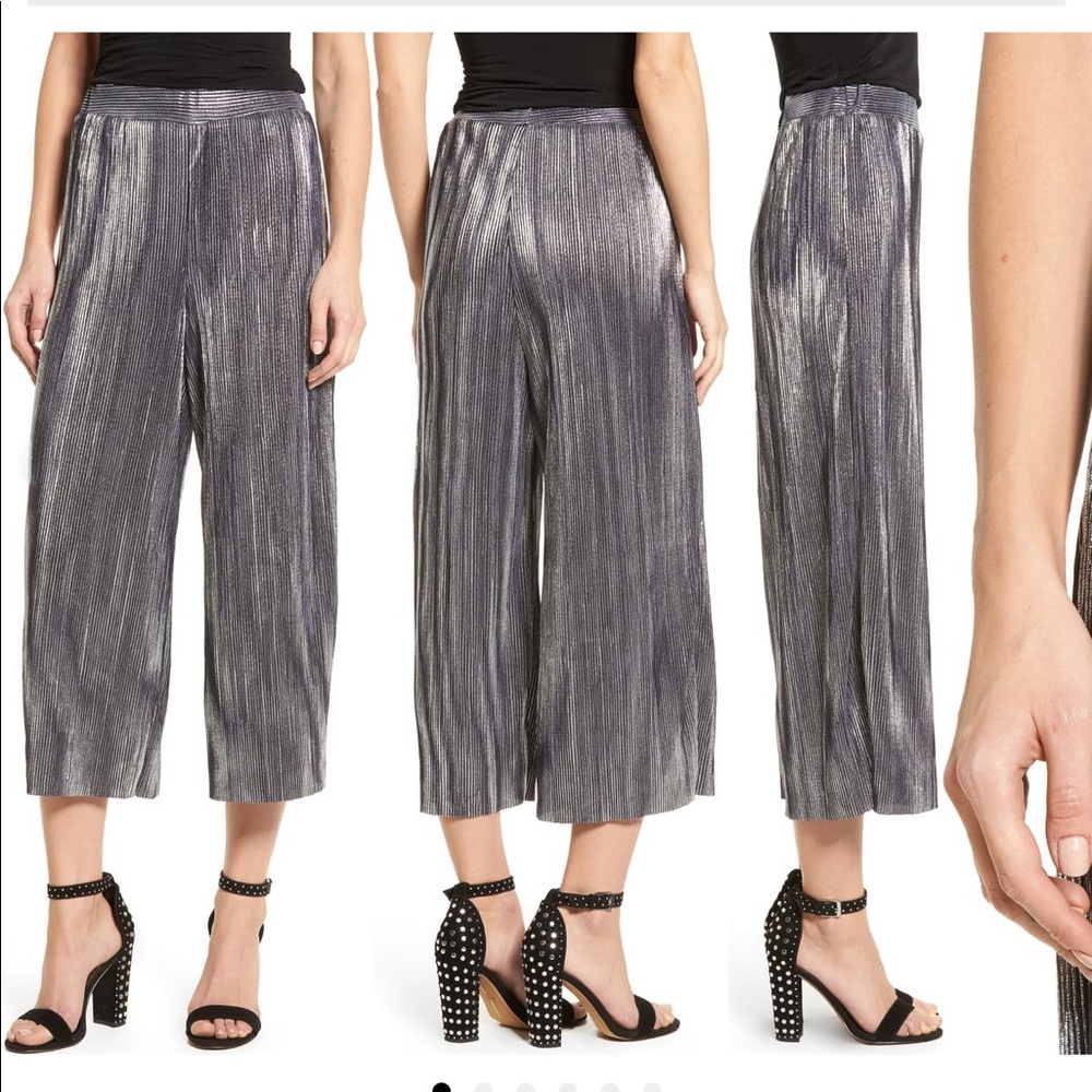 Metallic pleated pants